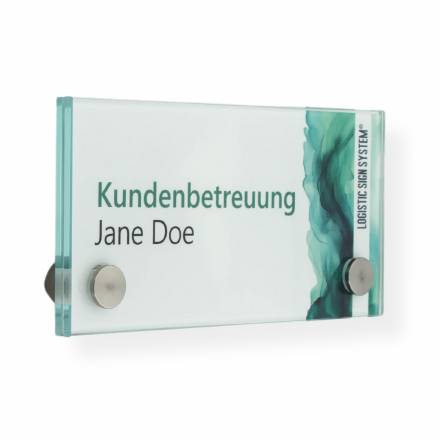 Tuerschild VITRUM B Glasschild Beschilderung fuer Buero 150 75 mm